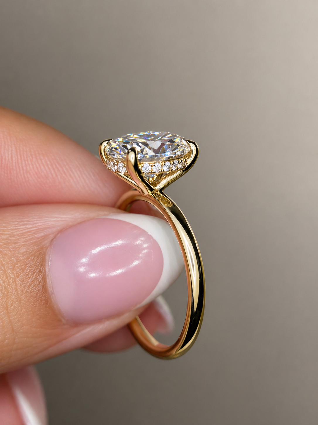 2.65 Carat Oval Cut Hidden Halo Solitaire Ring